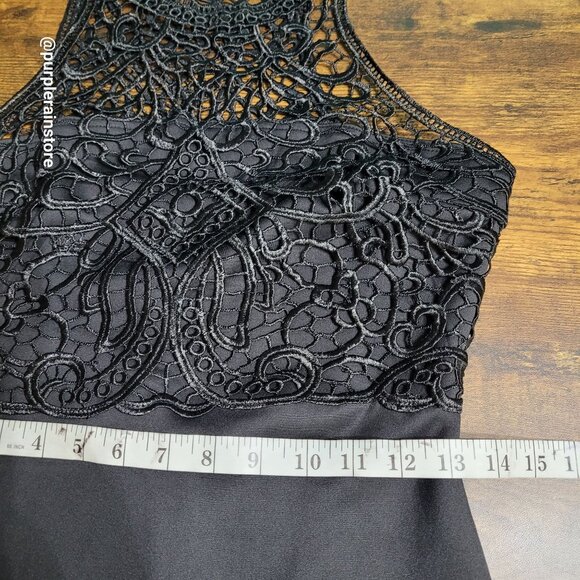 AX Paris Bodycon Dress Size 8 Crochet Lace Scuba Knit Stretch Dark Coquette NWT - Picture 8 of 10